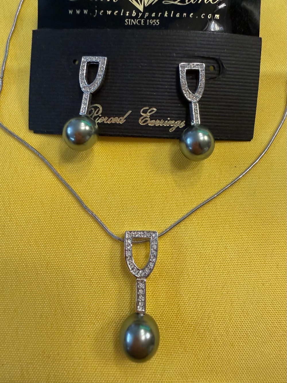 Park Lane Smoky Gray Pearl Necklace & Earrings Set